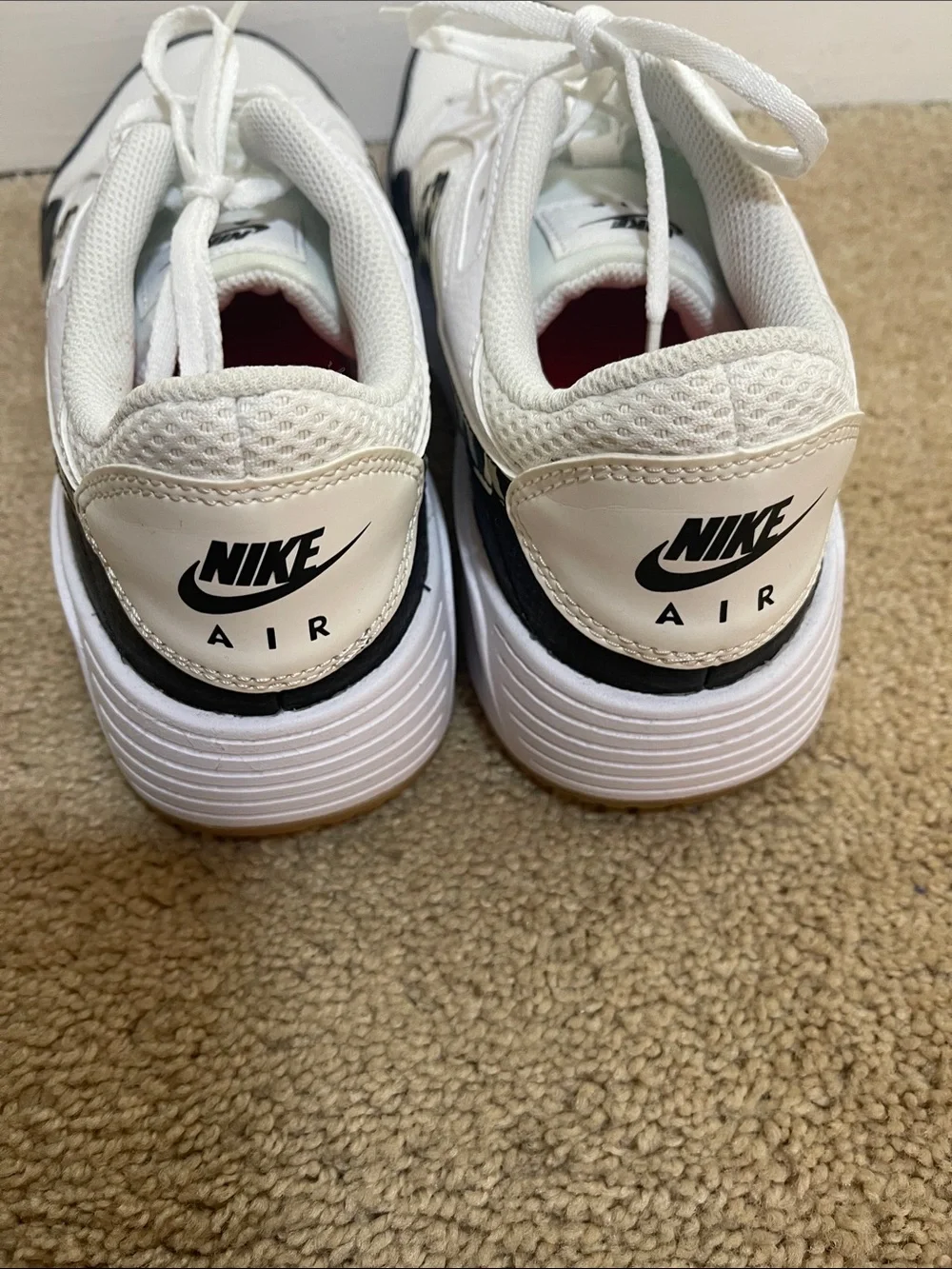 Nike Women's White Sneakers with Black and Leopard Swoosh Size 10